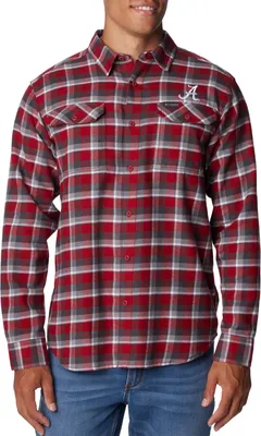 Columbia Men's Alabama Crimson Tide Crimson Plaid Flare Gun Flannel Button Down Long Sleeve Shirt