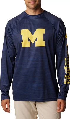 Columbia Men's Michigan Wolverines Blue Terminal Tackle Long Sleeve Shirt