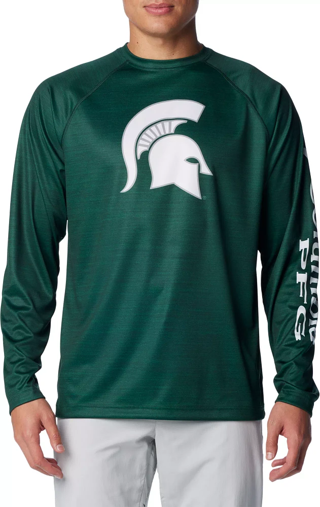 Columbia Men's Michigan State Spartans Green Terminal Tackle Long Sleeve Shirt