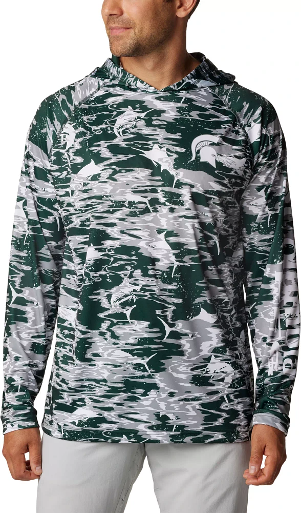 Columbia Men's Michigan State Spartans Green Terminal Tackle Long Sleeve Hooded T-Shirt