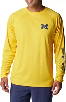 Columbia Men's Michigan Wolverines Maize Terminal Tackle Long Sleeve Shirt