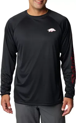 Columbia Men's Arkansas Razorbacks Black Terminal Tackle Long Sleeve Shirt