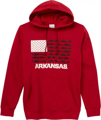 Columbia Men's Arkansas Razorbacks Cardinal Fish Flag Pull Over Hoodie