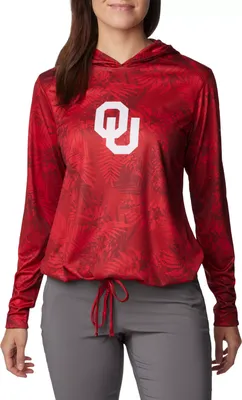 Columbia Women's Oklahoma Sooners Crimson Summerdry Printed Long Sleeve Hoodie