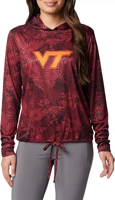 Columbia Women's Virginia Tech Hokies Maroon Summerdry Printed Long Sleeve Hoodie