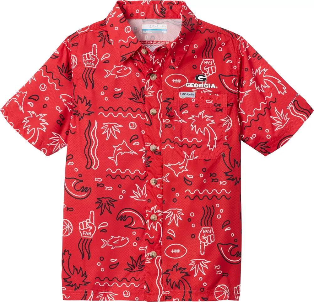 Columbia Youth Georgia Bulldogs Red Super Slack Button Down Shirt