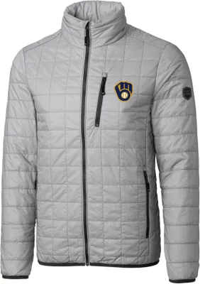 Cutter & Buck Men's Milwaukee Brewers Eco Insulated Full Zip Puffer Jacket