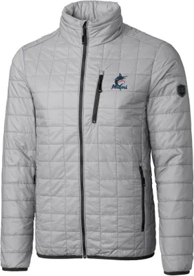 Cutter & Buck Men's Miami Marlins Eco Insulated Full Zip Puffer Jacket