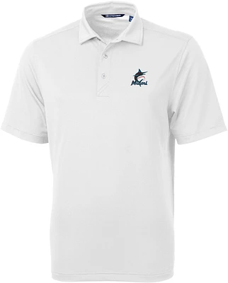 Cutter & Buck Men's Miami Marlins White Virtue Eco Pique Polo