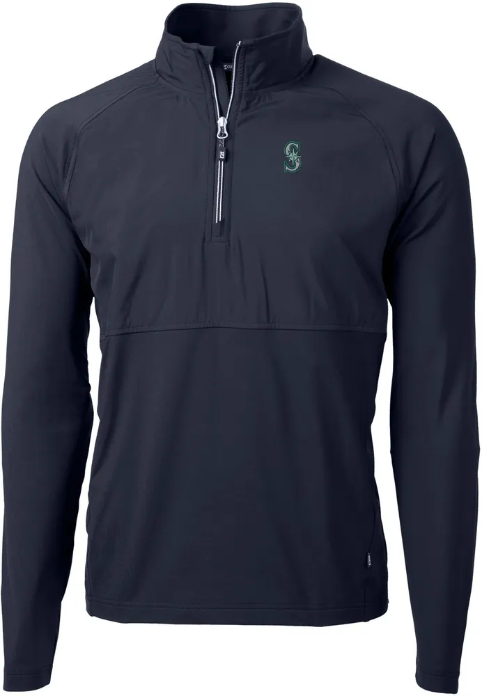 Cutter & Buck Men's Seattle Mariners Blue Adapt Eco Knit Hybrid 1/4 Zip Jacket