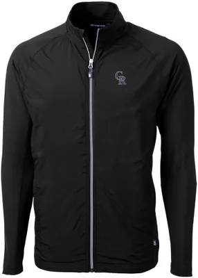 Cutter & Buck Men's Colorado Rockies Black Eco Knit Hybrid Jacket