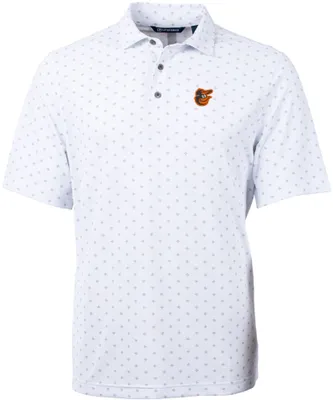 Cutter & Buck Men's Baltimore Orioles White Virtue Eco Pique Tile Print Polo