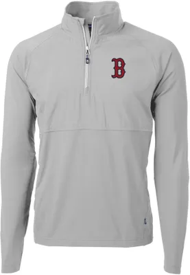 Cutter & Buck Men's Boston Red Sox Polished Eco Knit Stretch 1/4 Zip Pullover