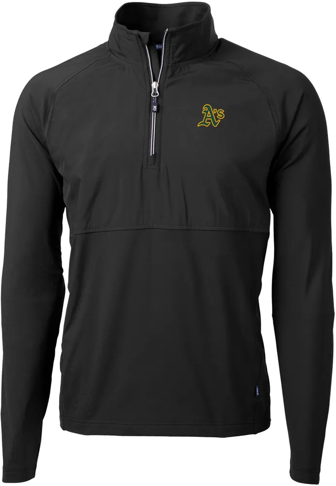 Cutter & Buck Men's Oakland Athletics Black Eco Knit Stretch 1/4 Zip Pullover