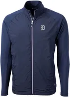 Cutter & Buck Men's Detroit Tigers Blue Eco Knit Hybrid Jacket