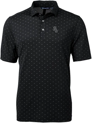 Cutter & Buck Men's Chicago White Sox Black Virtue Eco Pique Tile Print Polo