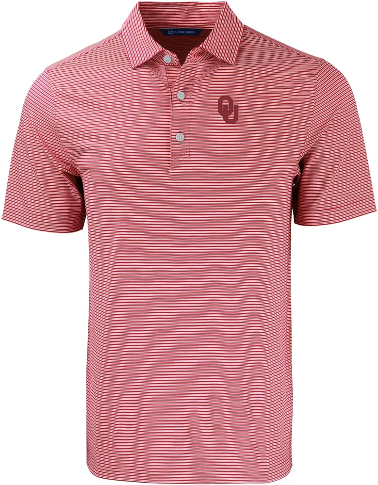 Cutter & Buck Men's Oklahoma Sooners Crimson Forge Pencil Stripe Polo