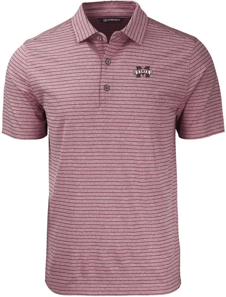 Cutter & Buck Men's Mississippi State Bulldogs Maroon Eco Stripe Recycled Polo