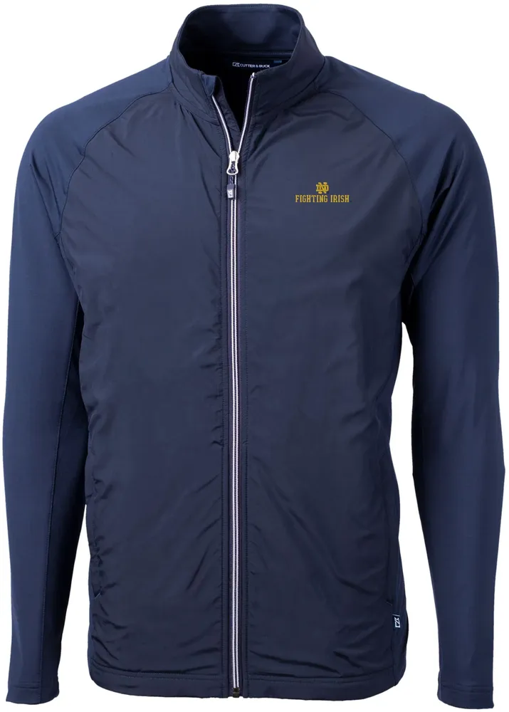 Cutter & Buck Men's Notre Dame Fighting Irish Navy Adapt Eco Knit Stretch Full-Zip Jacket