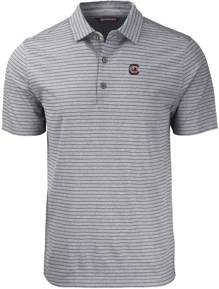 Cutter & Buck Men's South Carolina Gamecocks Black Eco Stripe Recycled Polo