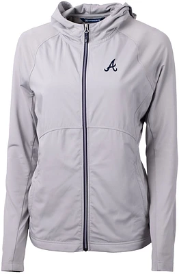 Cutter & Buck Women's Atlanta Braves Polished Eco Knit Hybrid Full Zip Jacket