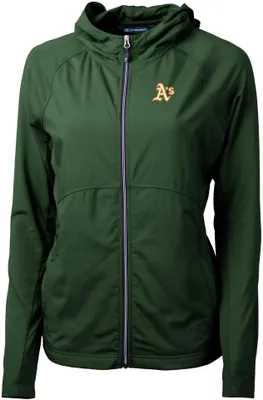 Cutter & Buck Women's Oakland Athletics Green Eco Knit Hybrid Full Zip Jacket