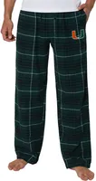 College Concepts Men's Miami Hurricanes Green Concord Flannel Pants