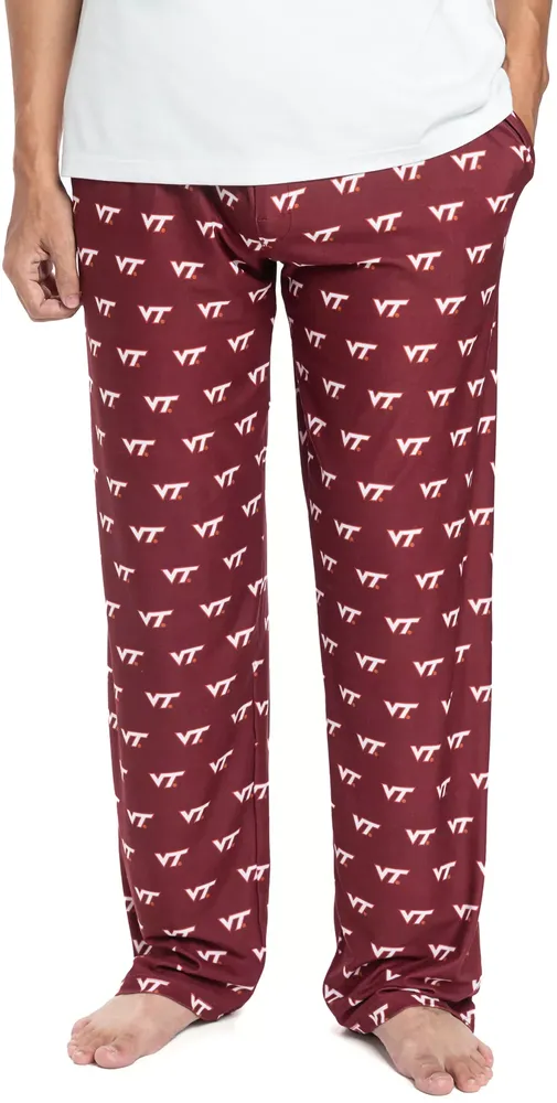 College Concepts Men's Virginia Tech Hokies Maroon Gauge Knit Fleece Pants