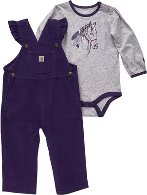 Carhartt Girls' Infant Long Sleeve Bodysuit and Corduroy Overall Set