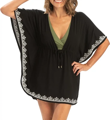 Dolfin Women's Solid V-Neck Kaftan Swim Cover-Up