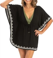 Dolfin Women's Solid V-Neck Kaftan Swim Cover-Up