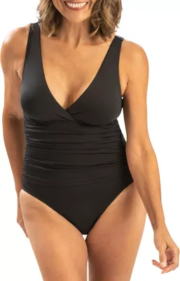 Dolfin Women's Surplice Wrap Front One-Piece Swimsuit