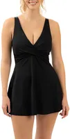 Dolfin Women's V-Neck Solid Wrap Swim Dress