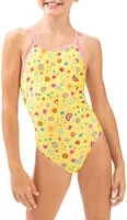 Dolfin Girls' Print Keyhole One-Piece Swimsuit