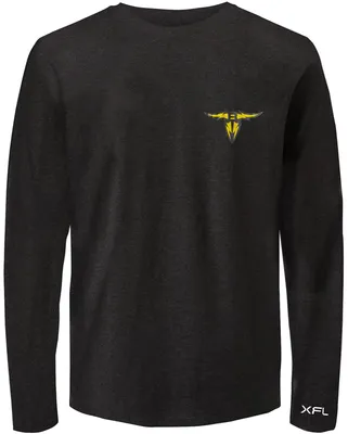 San Antonio Brahmas Men's Lockup Logo Charcoal Long Sleeve T-Shirt