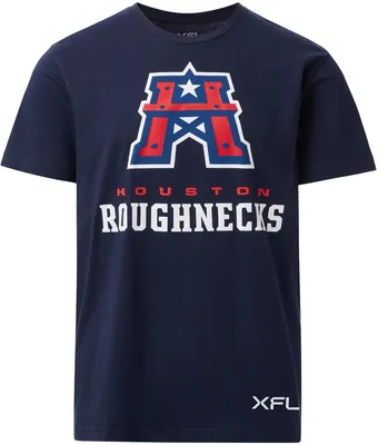 Houston Roughnecks Men's Lockup Logo Navy T-Shirt