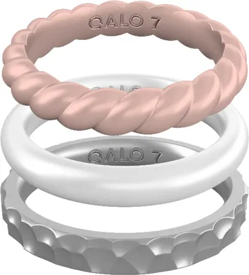 QALO Women's Metallic Stackable 3-Set Silicone Rings