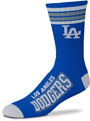 For Bare Feet Men's Los Angeles Dodgers Royal 4 Stripe Deuce Crew Sock