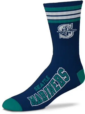 For Bare Feet Seattle Mariners Navy 4 Stripe Deuce Crew Socks