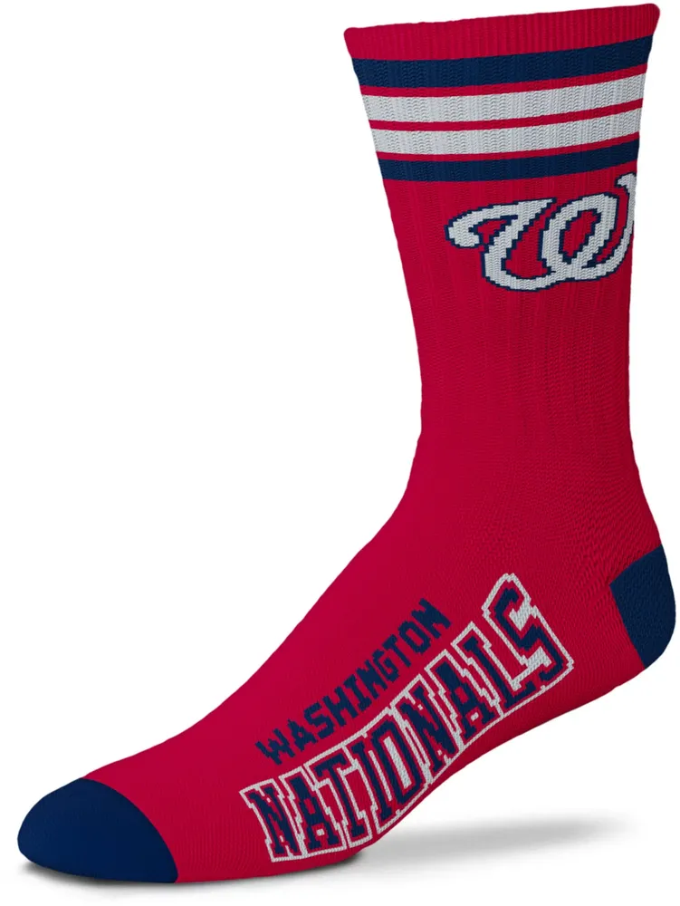 For Bare Feet Washington Nationals Red 4 Stripe Deuce Crew Socks