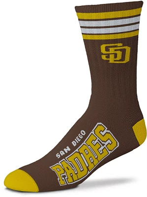For Bare Feet San Diego Padres Brown 4 Stripe Deuce Crew Socks