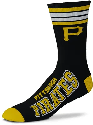 For Bare Feet Pittsburgh Pirates Black 4 Stripe Deuce Crew Socks