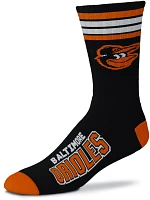 For Bare Feet Baltimore Orioles Black 4 Stripe Deuce Crew Socks