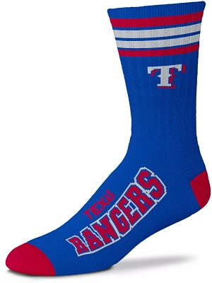 For Bare Feet Texas Rangers Blue 4 Stripe Deuce Crew Socks