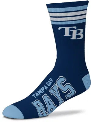 For Bare Feet Tampa Bay Rays Navy 4 Stripe Deuce Crew Socks