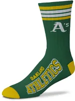 For Bare Feet Oakland Athletics Green 4 Stripe Deuce Crew Socks