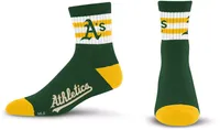 For Bare Feet Youth Oakland Athletics 5 Stripe Logo Crew Socks