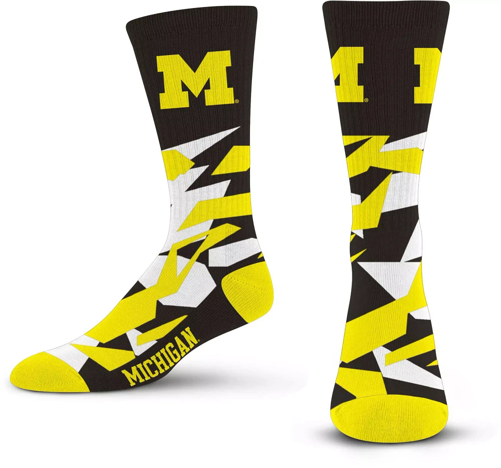 For Bare Feet Michigan Wolverines Shattered Camo Crew Socks