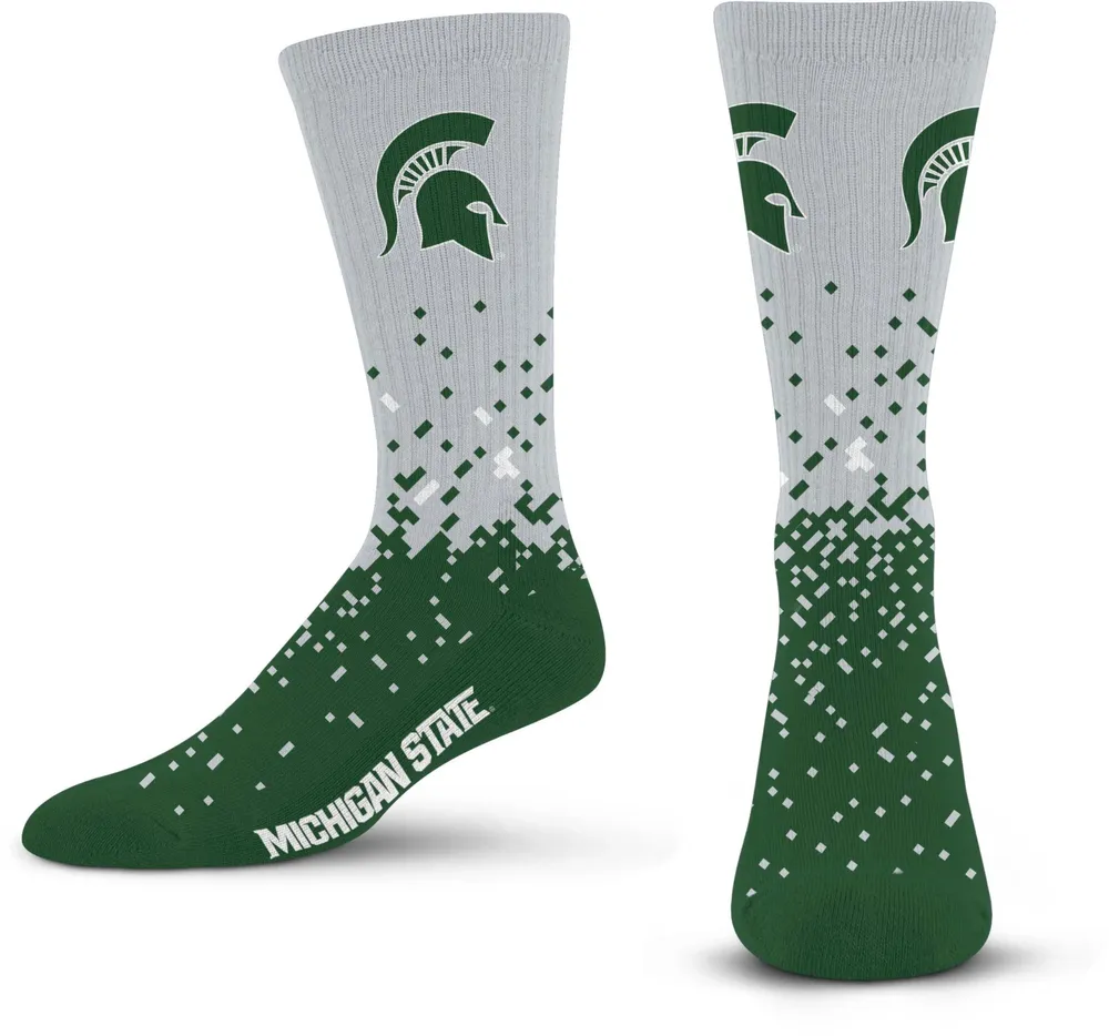 For Bare Feet Michigan State Spartans Spray Zone Crew Socks