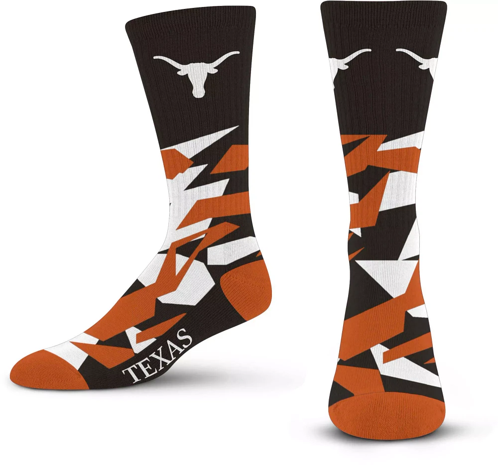 For Bare Feet Texas Longhorns Shattered Camo Crew Socks